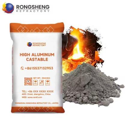 Rongsheng Vuurvast Gietbaar Laag Cement Vuurvast Gietmateriaal 1650℃ Hoog Alumina Gietmateriaal Voor Ovenketelbekleding
