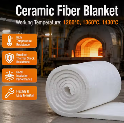 Hoogtemperatuur 1600c 3000F Refractaire Polycrystalline Wool Aluminium Fiber Blanket HA Grade 1500C 6-50mm Dikte Keramische dekens