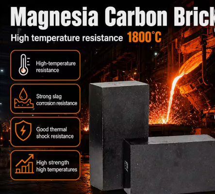 Rongsheng vuurvaste magnesia koolstofsteen hoge temperatuur 1800°C magnesium koolstofstenen voor Eaf en converter