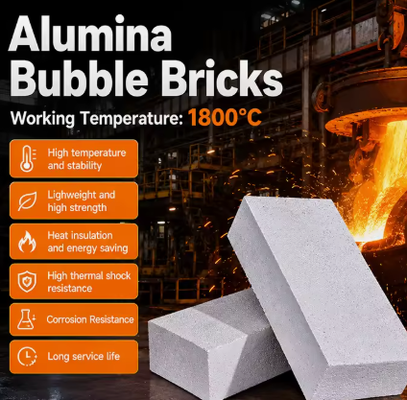 Hoge temperatuurbestendige aluminiumoxide holle bolstenen voor glas smeltovens en warmtebehandelingsovens
